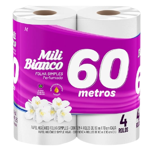 PAPEL HIG. 24X4 MILI BIANCO PERFUMAD 60M