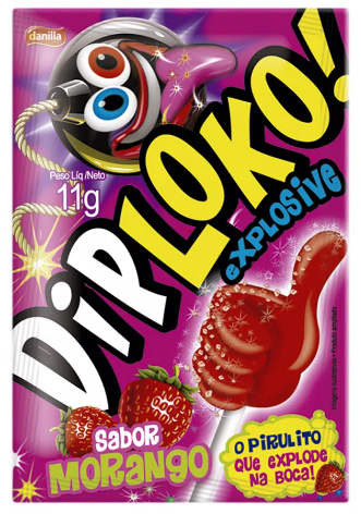 PIRULITO DIP LOKO EXPLOS MORANGO 11G